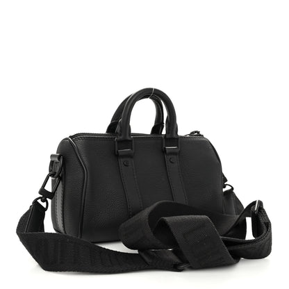 Louis Vuitton Grained Calfskin Aerogram Keepall XS Black 3 of 9