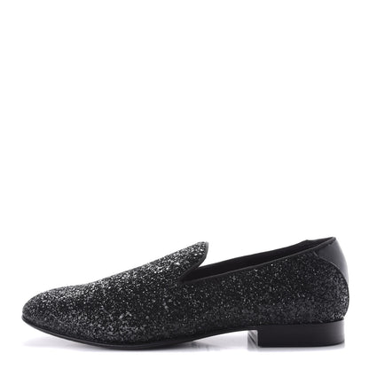 Jimmy Choo Calfskin Glitter Mens Thame Loafers 43.5 Black 1 of 8