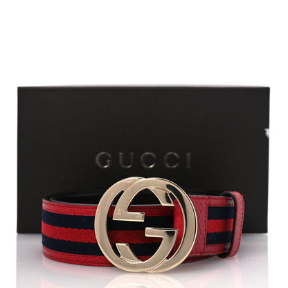Gucci Calfskin Web Interlocking G Belt 90 36 Red 8 of 8