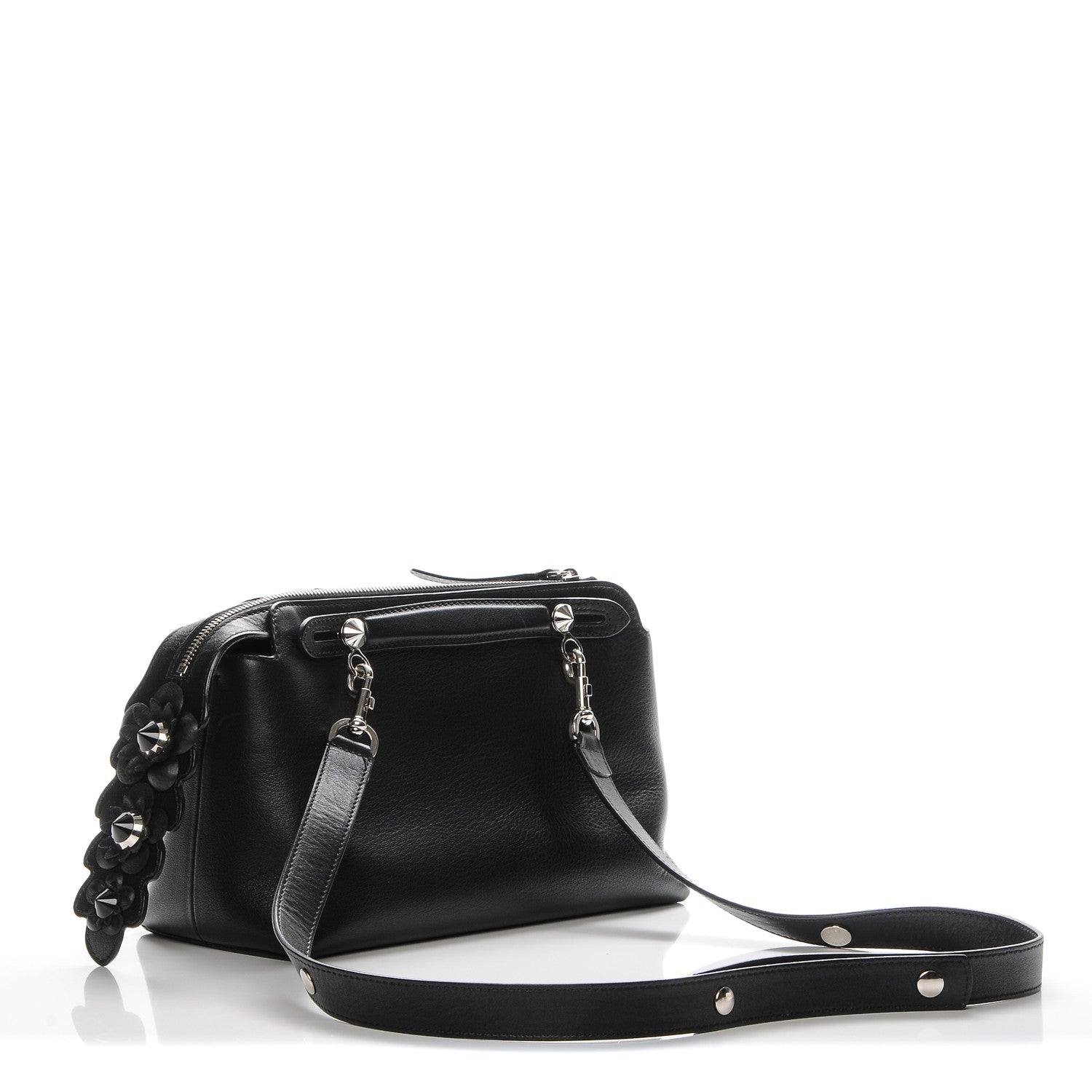 Fendi Vitello Dolce Flowerland Croc Tail Medium By The Way Boston Bag Black 3 of 7