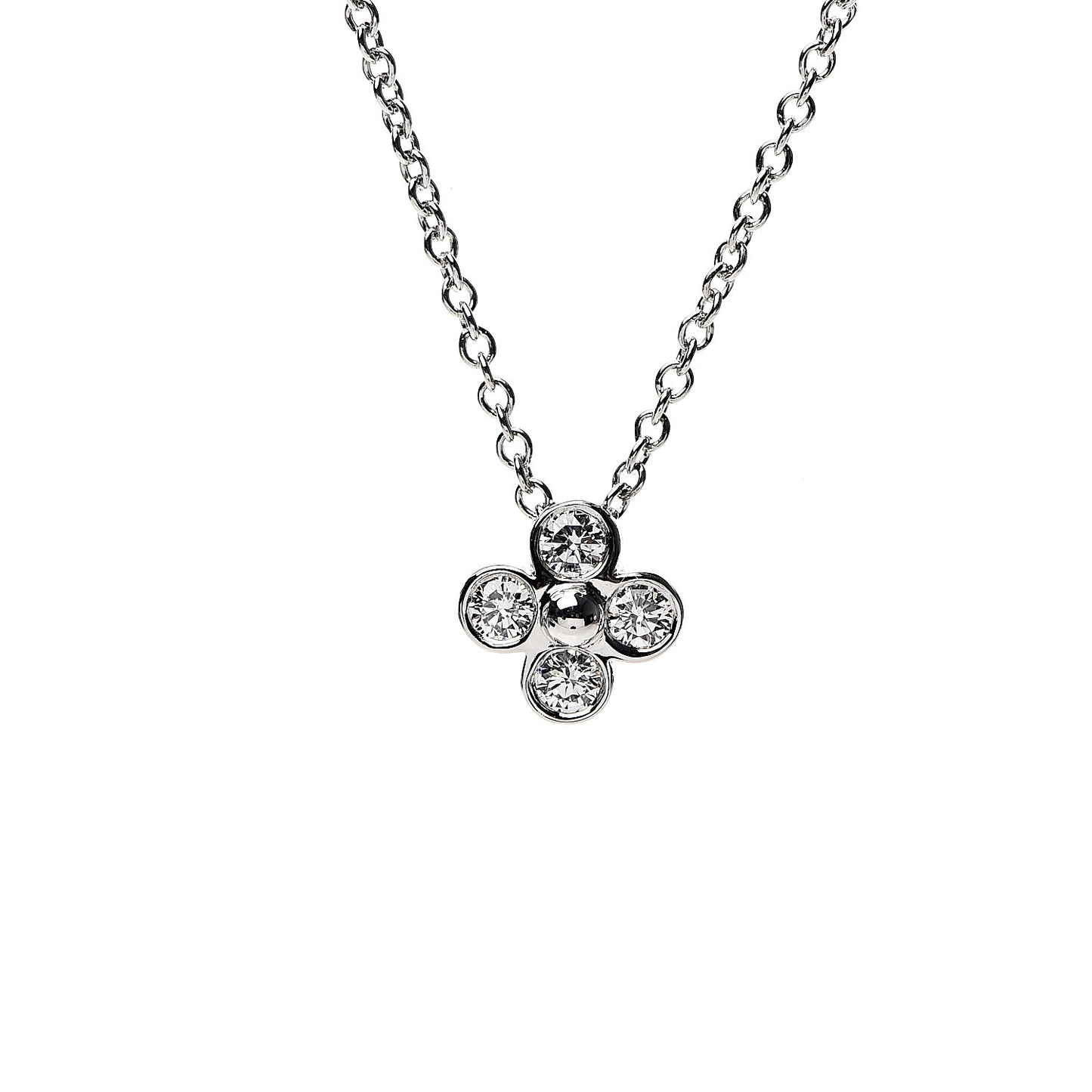 Platinum Diamond .12ctw Flower Pendant Necklace