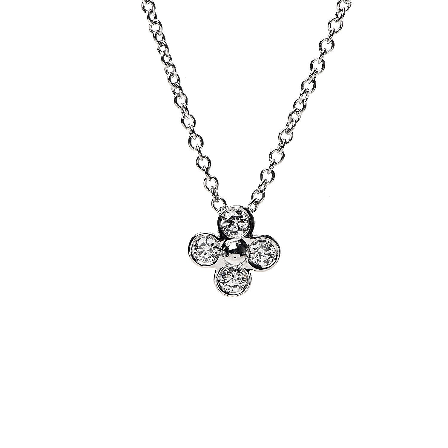 Tiffany Platinum Diamond .12ctw Flower Pendant Necklace 3 of 5