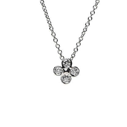 Tiffany Platinum Diamond .12ctw Flower Pendant Necklace 3 of 5