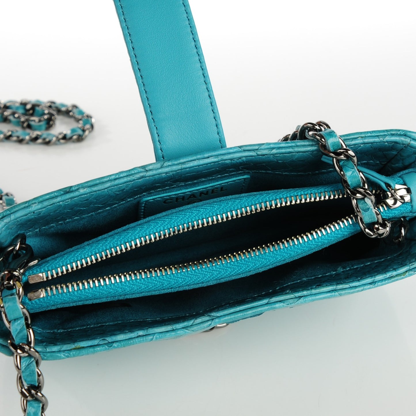 Python Mini Phone Holder Crossbody Bag Turquoise