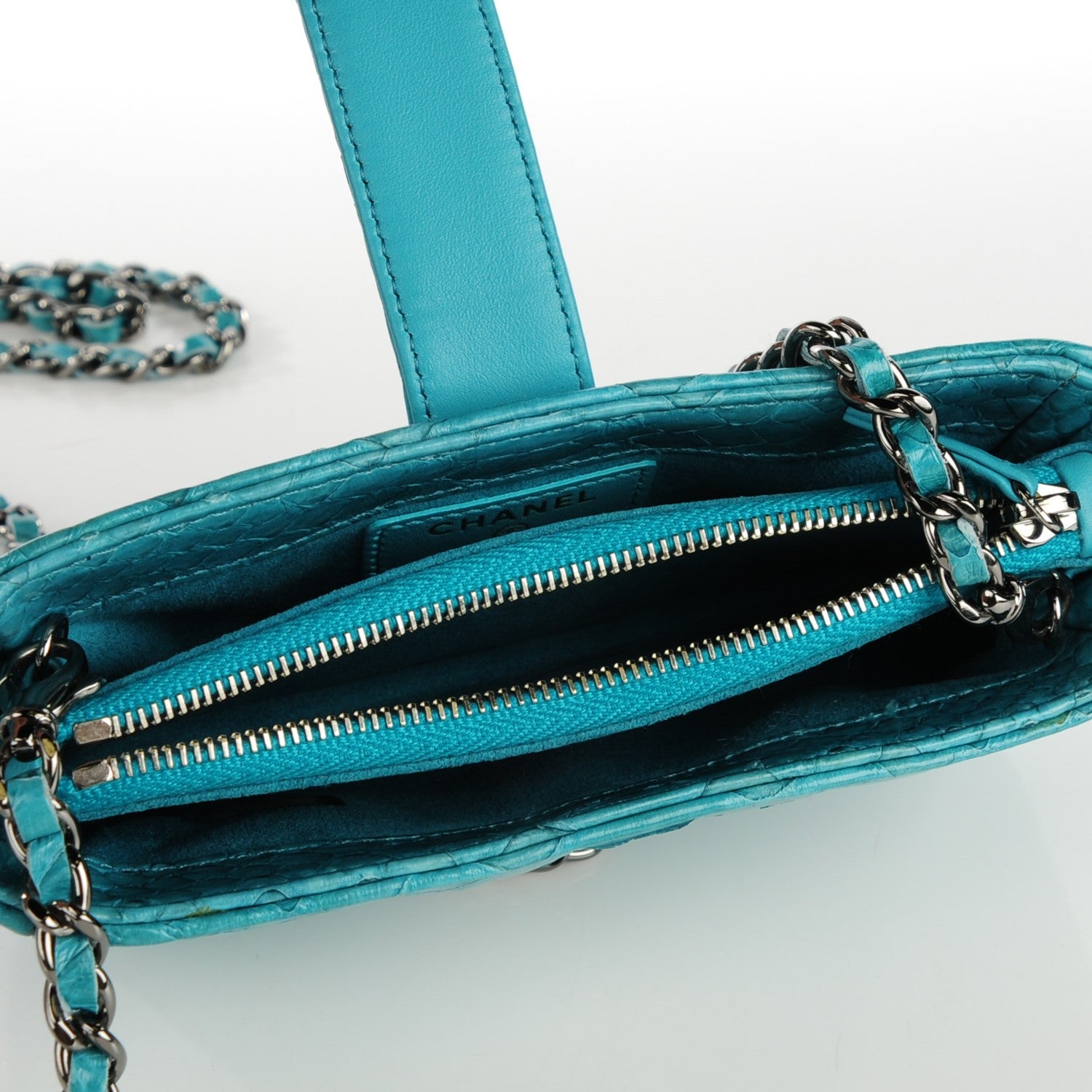 Chanel Python Mini Phone Holder Crossbody Bag Turquoise 5 of 7