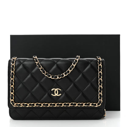 Chanel Lambskin Quilted Chain Around Wallet On Chain WOC Black 13 of 13