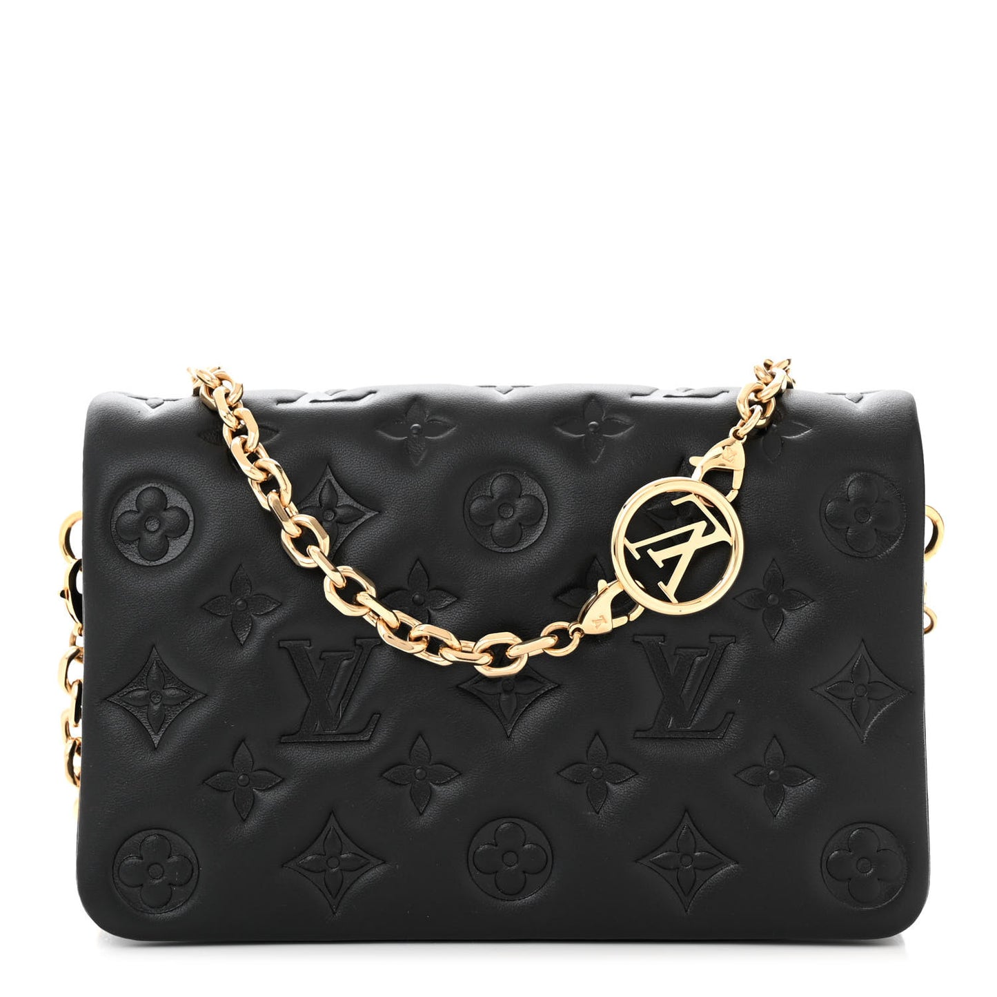 Lambskin Embossed Monogram Pochette Coussin Black