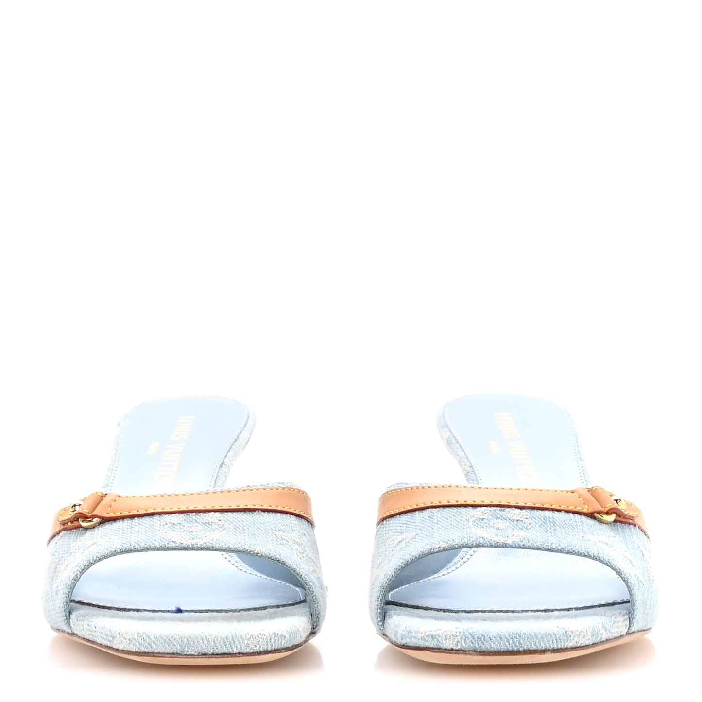 Monogram Denim 6AM Mules 38 Light Blue