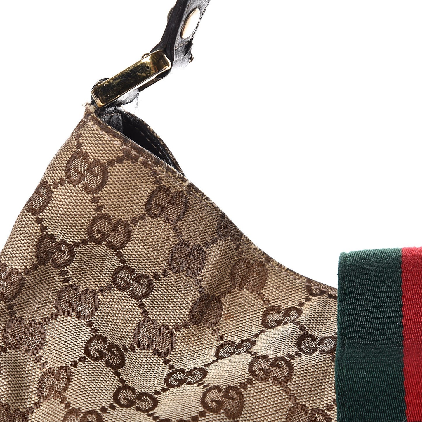 Monogram Large New Ladies Web Hobo Dark Brown
