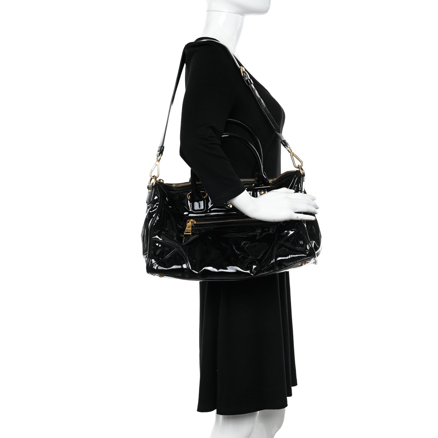 Vernice Shopping Satchel Black