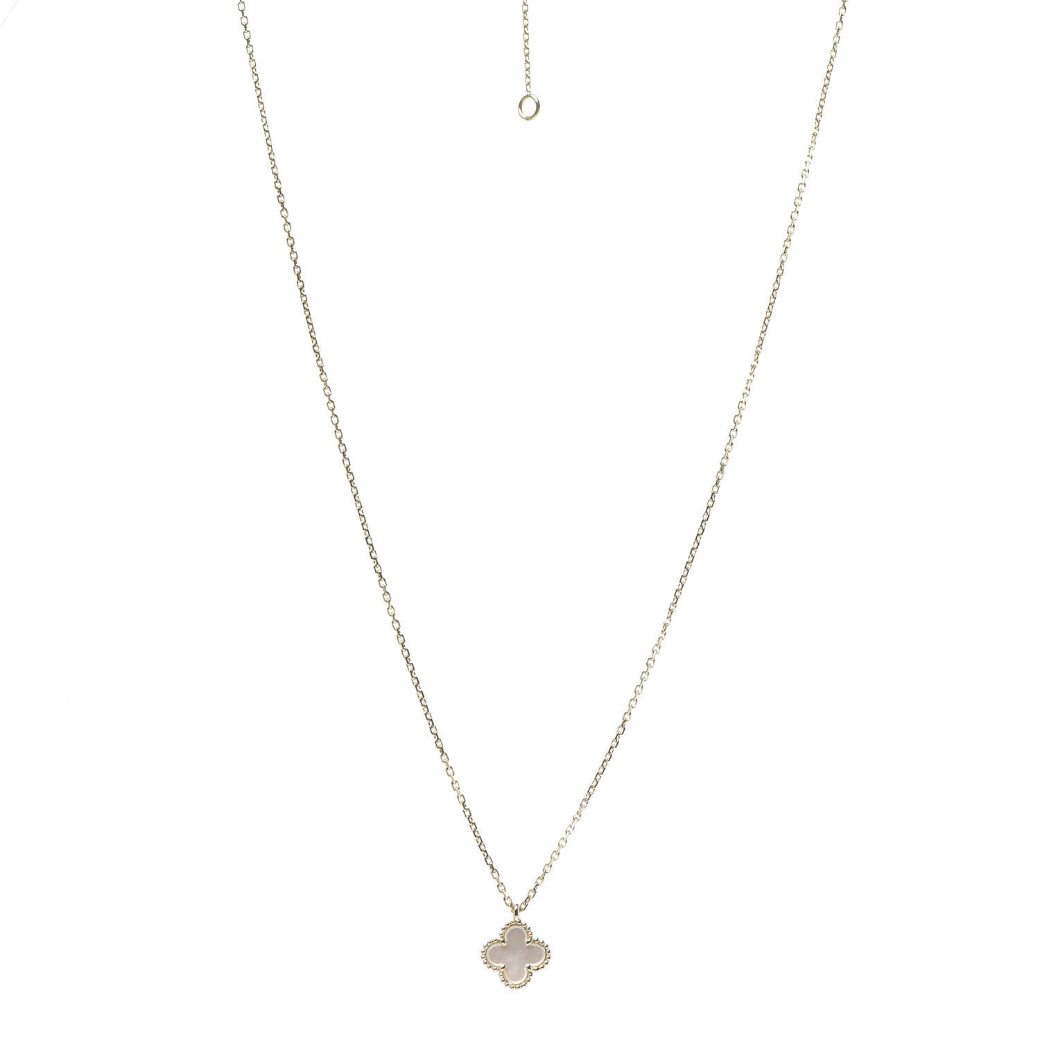 Van Cleef & Arpels 18K Yellow Gold Mother of Pearl Sweet Alhambra Pendant Necklace 1 of 6