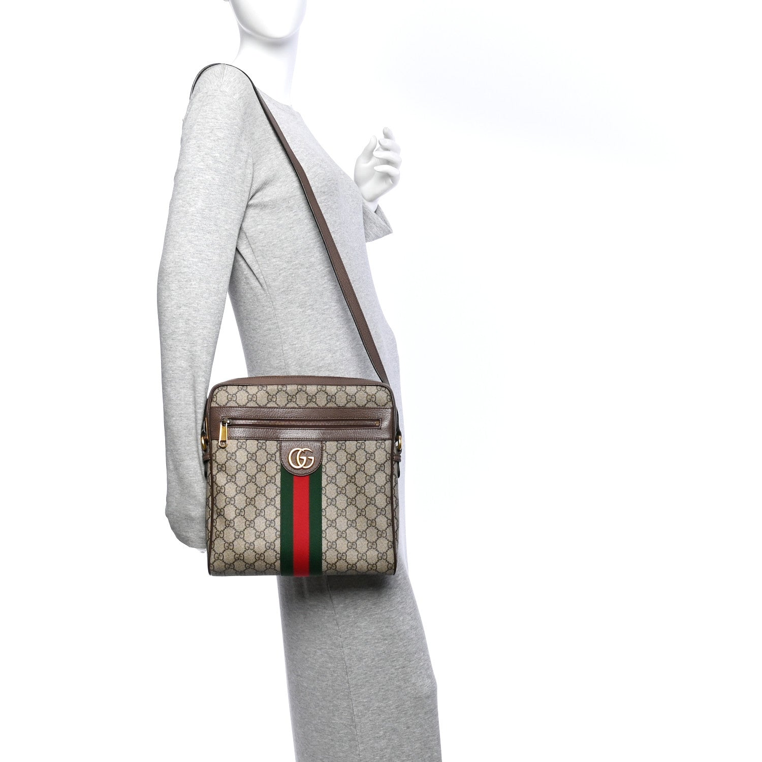 Gucci GG Supreme Monogram Web Medium Ophidia Messenger Bag Brown 2 of 11