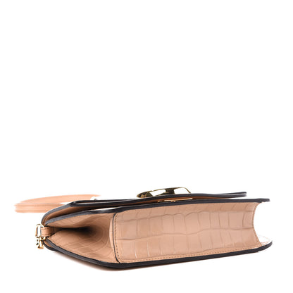 Chloe Calfskin Crocodile Embossed C Shoulder Bag Nut 4 of 11