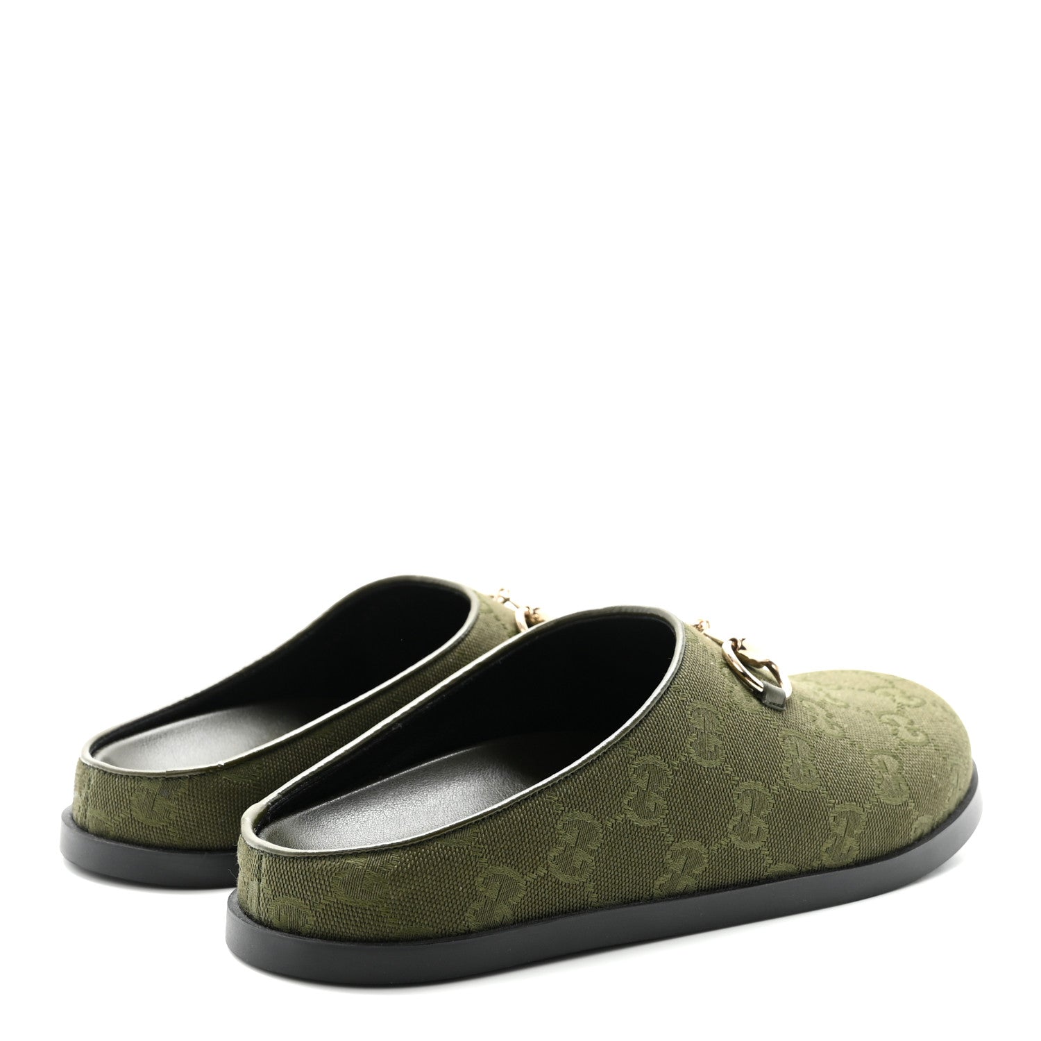 Gucci New Canvas Monogram GG Granada Kid Womens Horsebit Mules