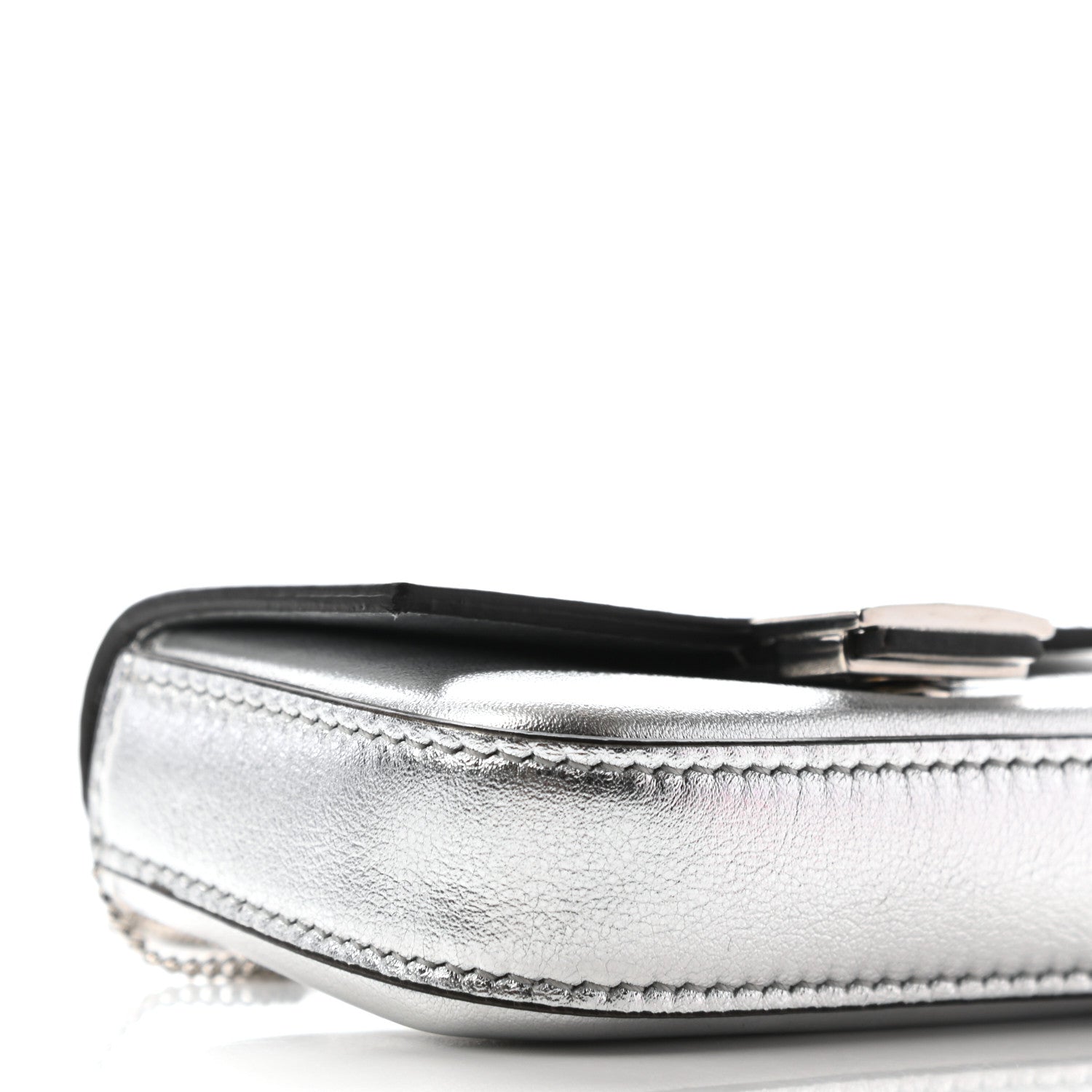 Fendi Vitello Catalan Mirror Nano Baguette Charm Argento 7 of 8