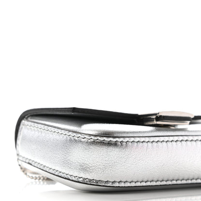 Fendi Vitello Catalan Mirror Nano Baguette Charm Argento 7 of 8