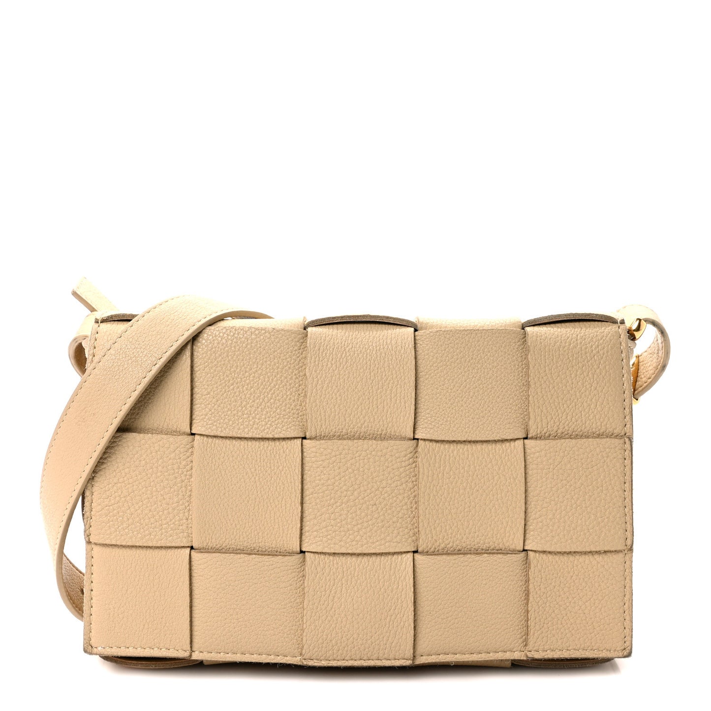 Grained Calfskin Maxi Intrecciato Cassette Crossbody Bag Porridge