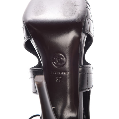 Chanel Calfskin Quilted Cut Out Boots 37 Black 9 of 12