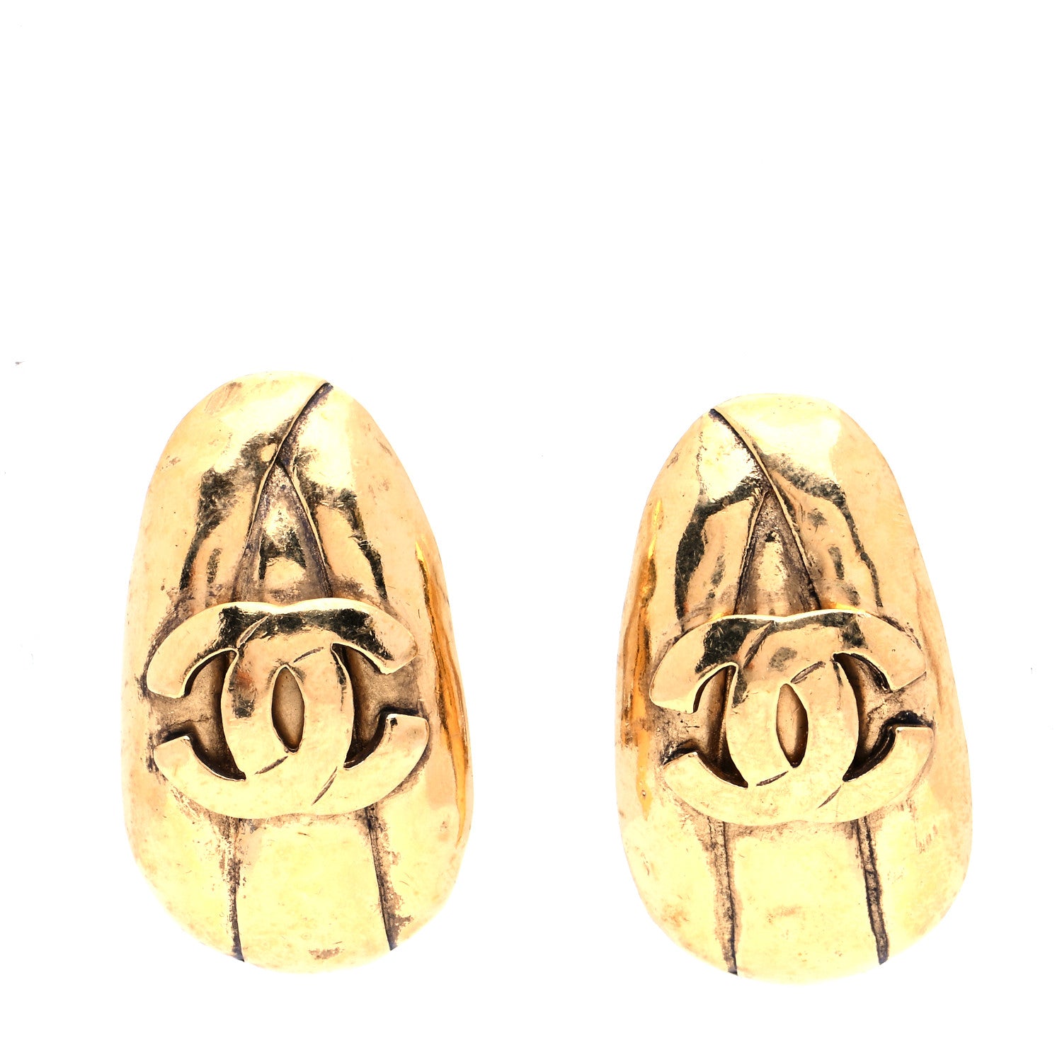 Chanel Oval CC Clip On Earrings Gold 1 of 7