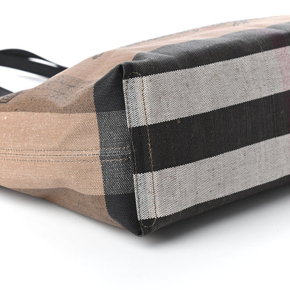 Burberry Coated Canvas Mega Check Medium Doodle Tote Black 6 of 10