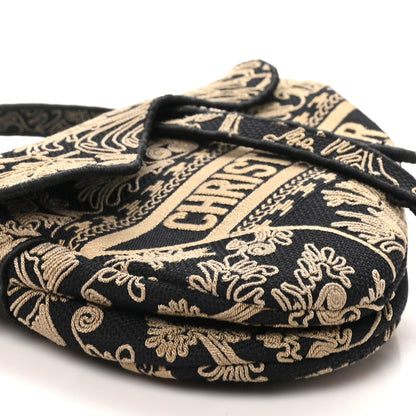 Christian Dior Canvas Embroidered Ornamental Cornely Saddle Bag Black Beige 9 of 10