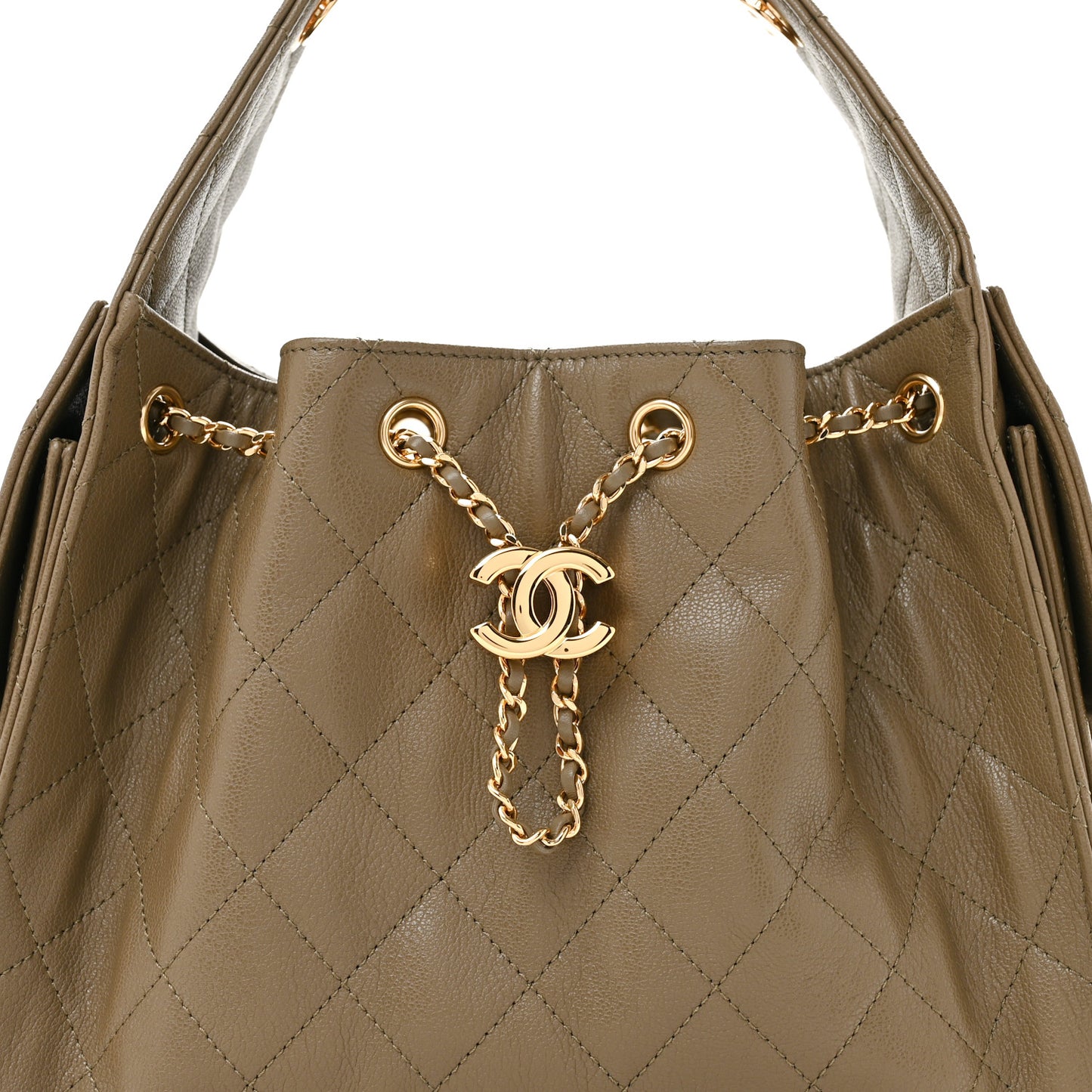 Goatskin Quilted Small Chanel 25 Handbag Dark Khaki