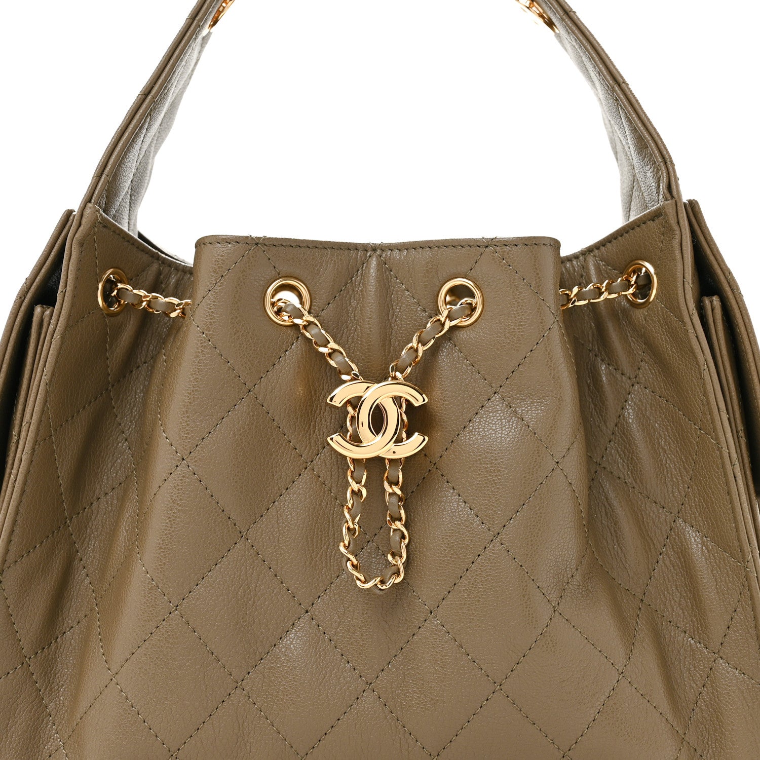 Chanel Goatskin Quilted Small Chanel 25 Handbag Dark Khaki 8 of 11
