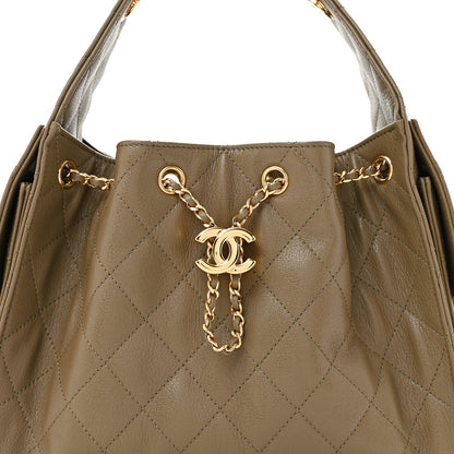 Chanel Goatskin Quilted Small Chanel 25 Handbag Dark Khaki 8 of 11