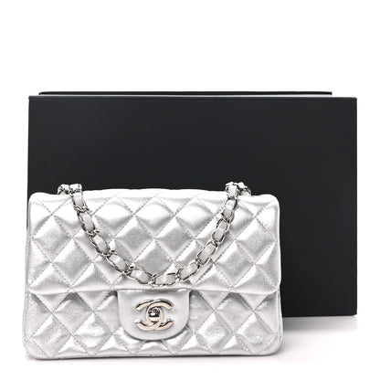 Chanel Metallic Lambskin Quilted Mini Rectangular Flap Silver 11 of 11