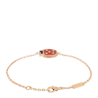 Van Cleef & Arpels 18K Rose Gold Carnelian Onyx Lucky Spring Closed Wing Ladybug Bracelet 2 of 3