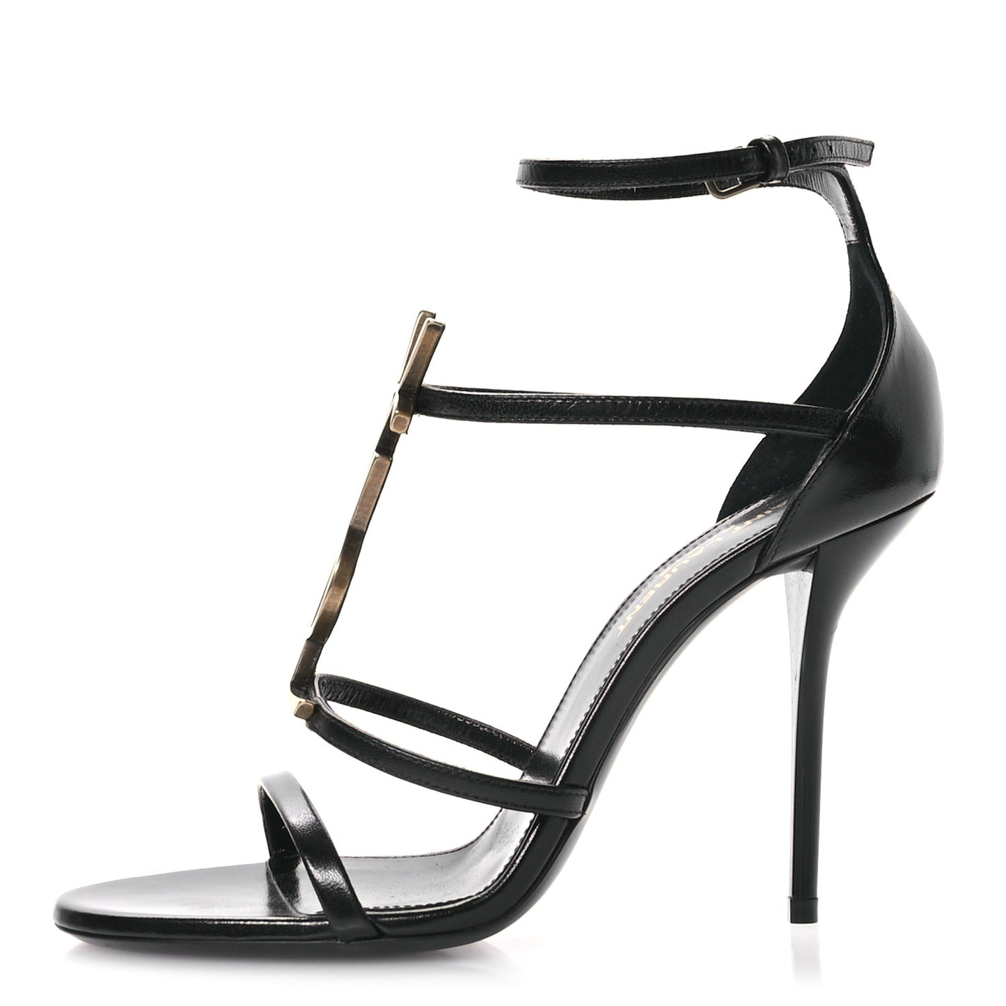 Calfskin Cassandra 100 Ankle Strap Sandals 37 Black