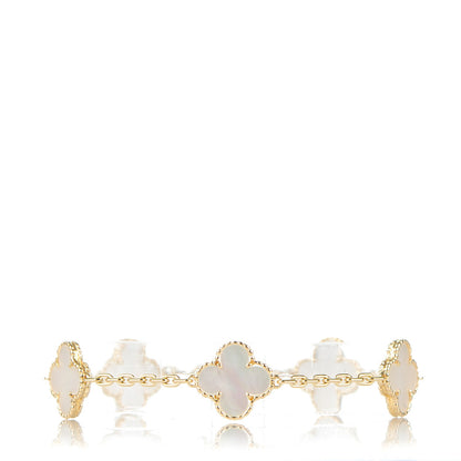 Van Cleef & Arpels 18K Yellow Gold Mother of Pearl 5 Motifs Vintage Alhambra Bracelet 1 of 7