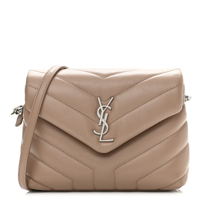 Saint Laurent Calfskin Y Quilted Monogram Toy Loulou Crossbody Bag Latte 1 of 11