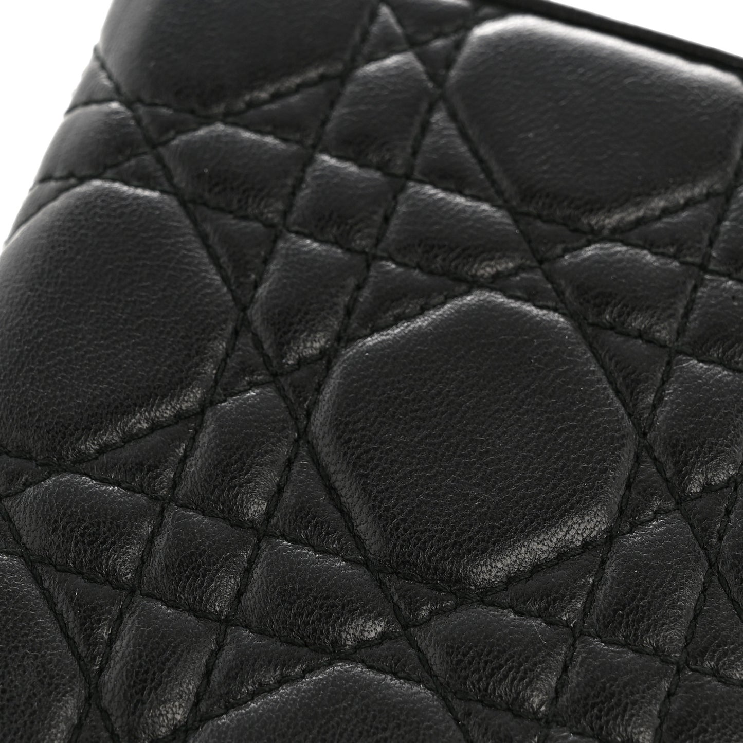 Lambskin Cannage Bi-Color Lady Dior Flap Card Holder Black Pink