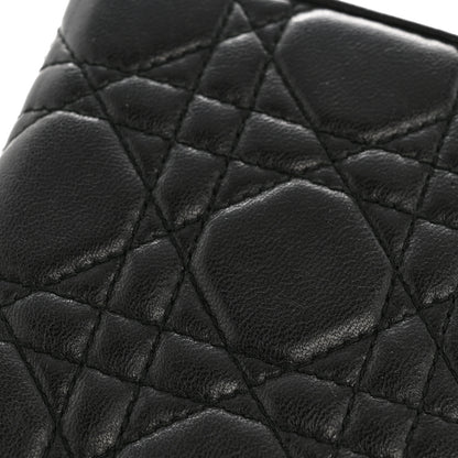 Christian Dior Lambskin Cannage Bi-Color Lady Dior Flap Card Holder Black Pink 10 of 12