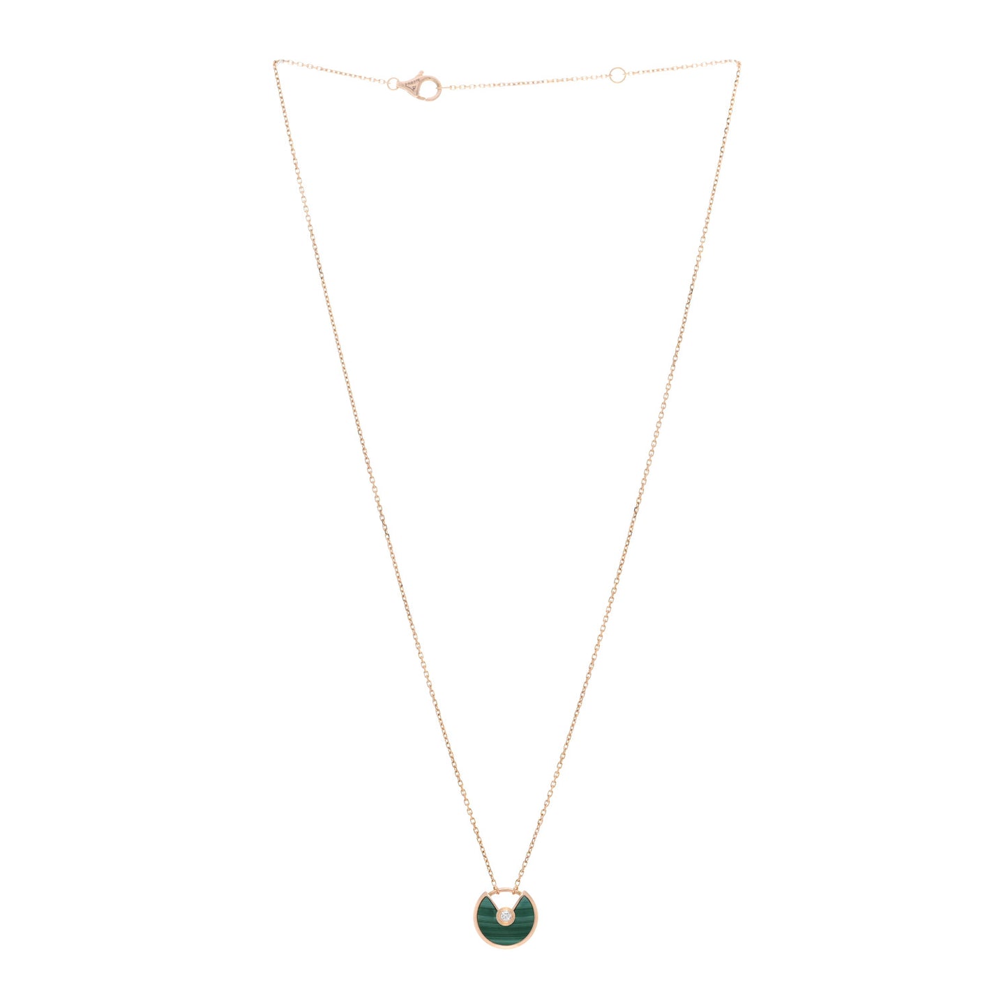18K Pink Gold Diamond Malachite XS Amulette de Cartier Pendant Necklace