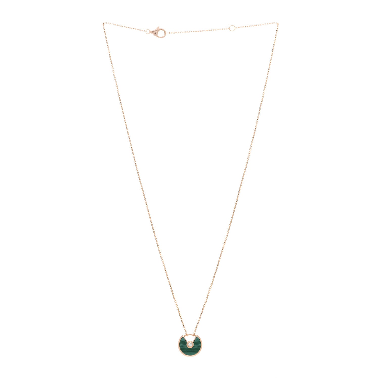 Cartier 18K Pink Gold Diamond Malachite XS Amulette de Cartier Pendant Necklace 3 of 4