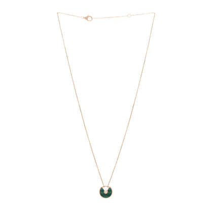 Cartier 18K Pink Gold Diamond Malachite XS Amulette de Cartier Pendant Necklace 3 of 4