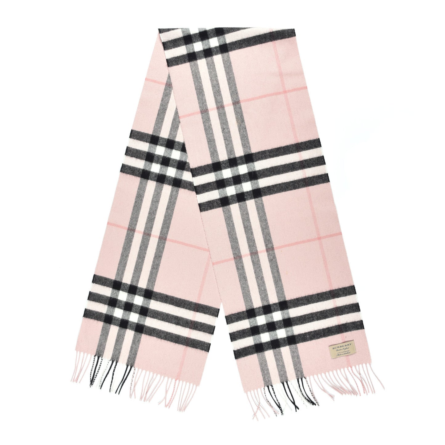 Cashmere Giant Heritage Check Fringe Scarf Ash Rose