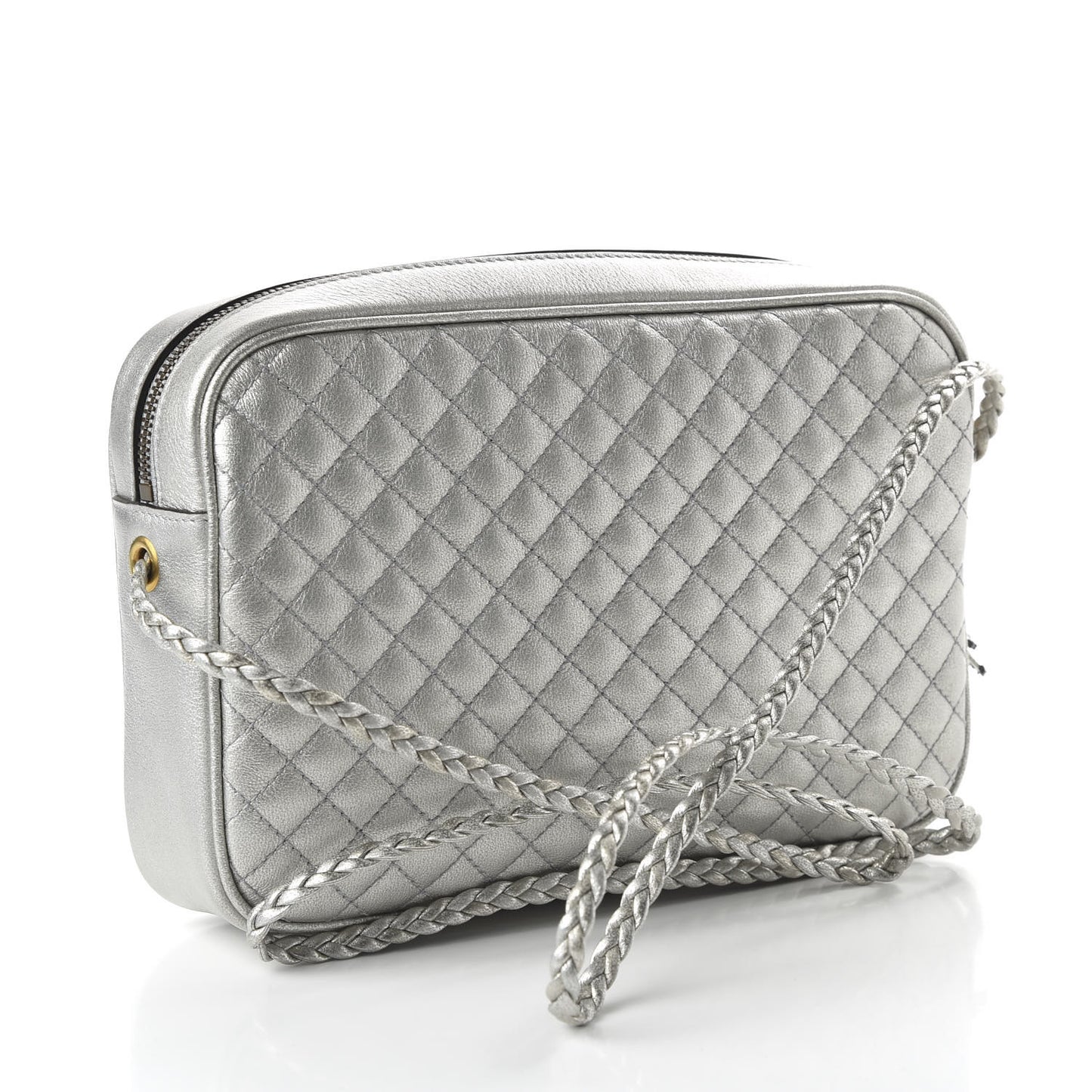 Laminated Nappa Web Trapuntata Small GG Shoulder Bag Argento