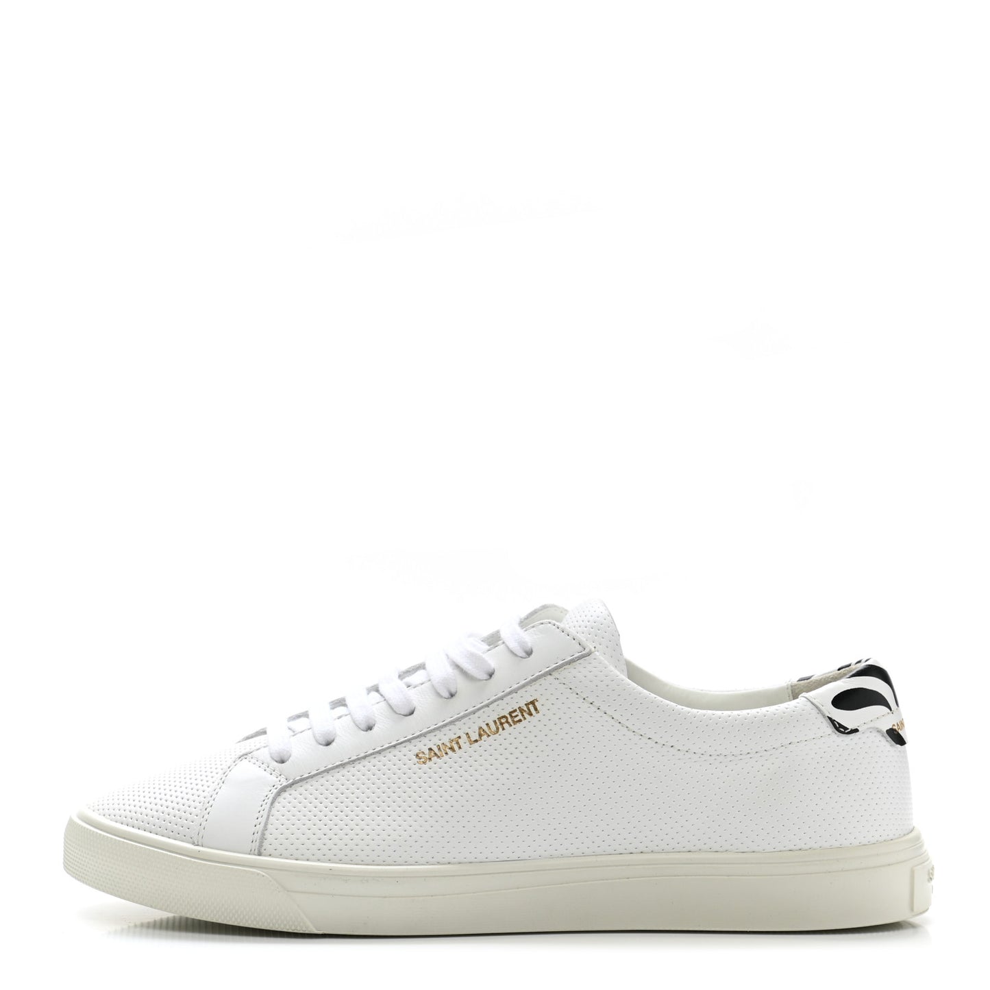 Perforated Calfskin Zebra Print Andy Low Top Sneakers 37 37.5 White