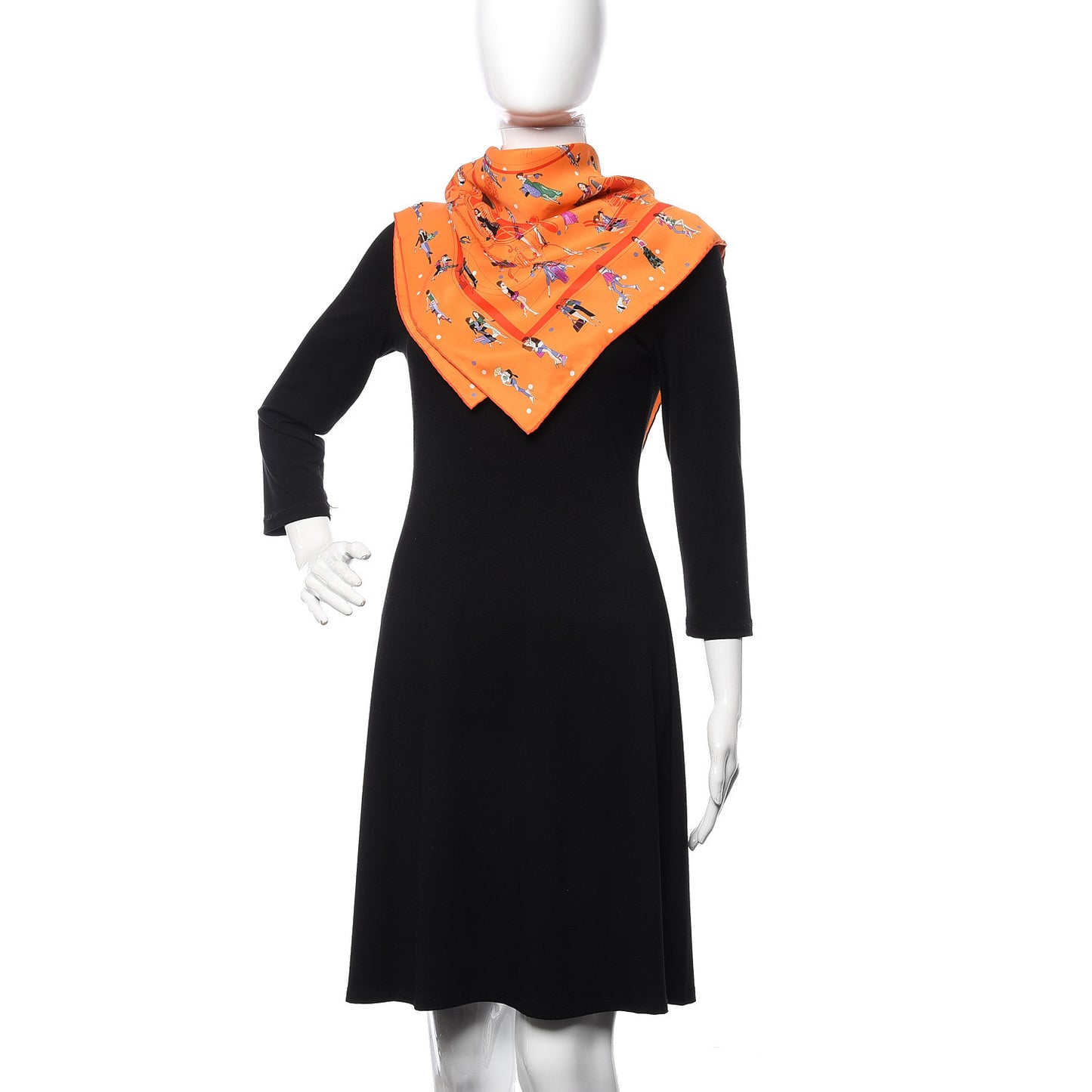 Silk Ex-Libris Les Parisie Scarf 70 Orange Brique Fuschia