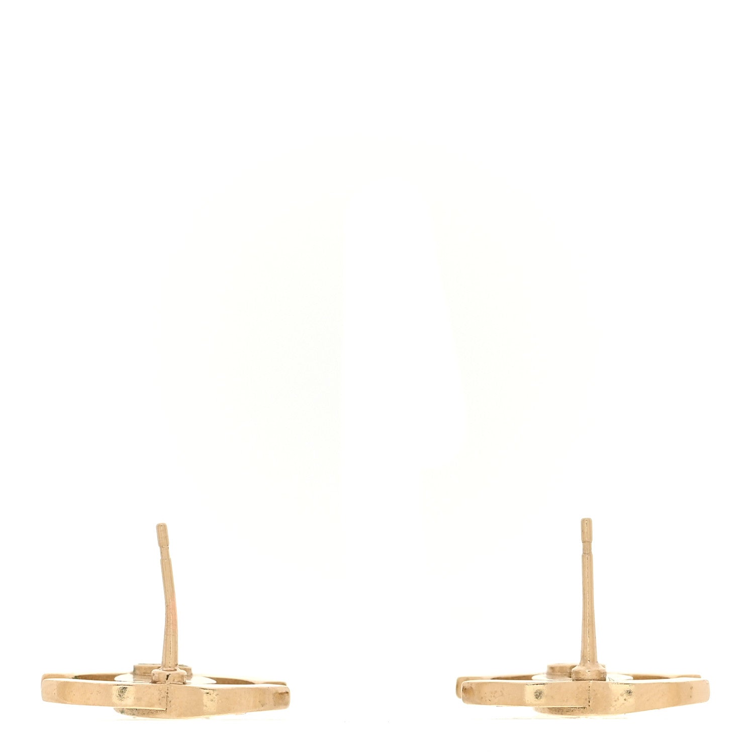 Chanel Crystal Metal CC Paris Button Stud Earrings Gold 3 of 4