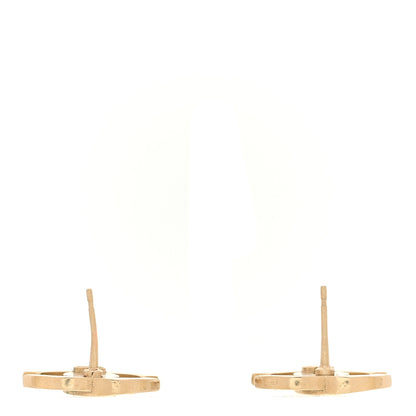 Chanel Crystal Metal CC Paris Button Stud Earrings Gold 3 of 4