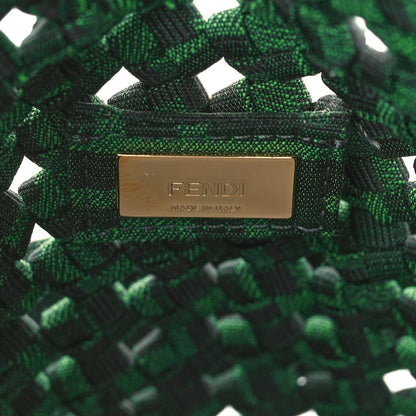 Fendi Fabric Jacquard F is Fendi FF 1974 Woven Knotted Mini Mon Tresor Bucket Bag Verde Black 7 of 9
