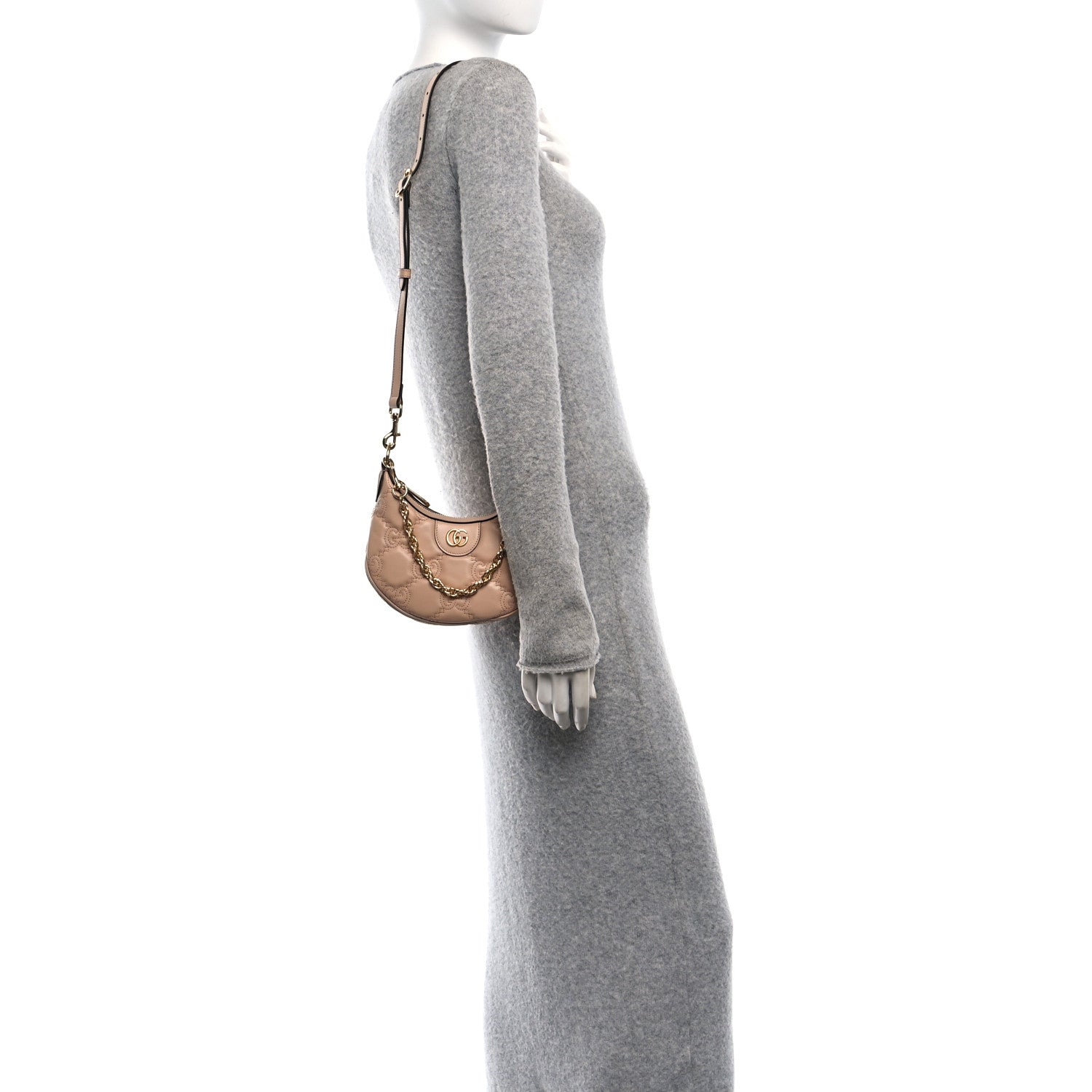 Gucci Calfskin GG Matelasse Mini Hobo Shoulder Bag Perfect Pink Natural 2 of 10