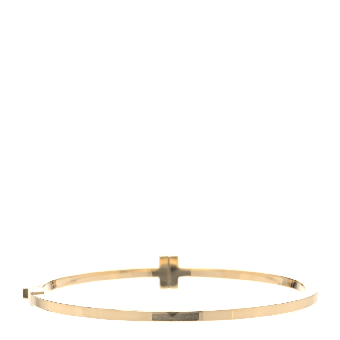 18K Yellow Gold Diamond T Hinged Wire Bangle Bracelet