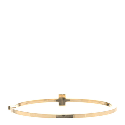 Tiffany 18K Yellow Gold Diamond T Hinged Wire Bangle Bracelet 3 of 7