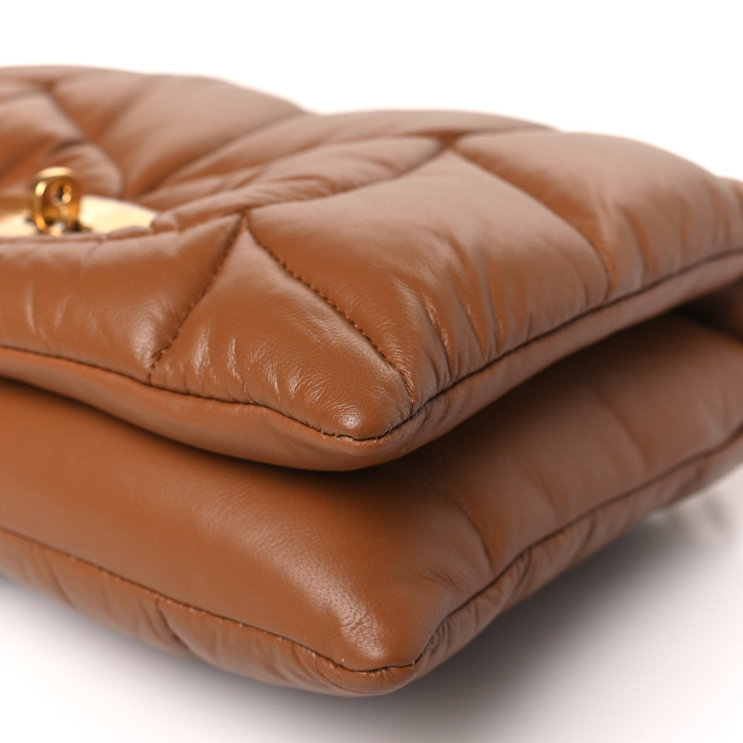 Nappa Pillow Quilted Little Softie Bag Tobacco Brown