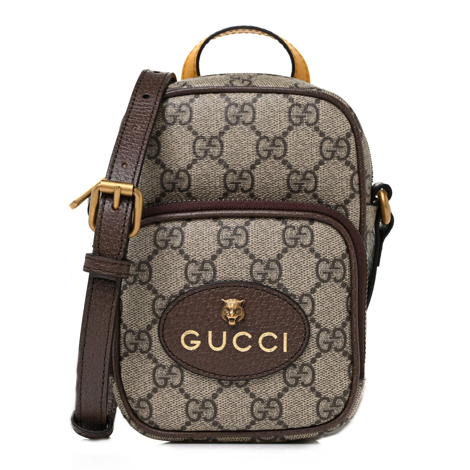 Gucci GG Supreme Monogram Mini Neo Vintage Double Zip Messenger Bag Beige New Acero Crop 1 of 9